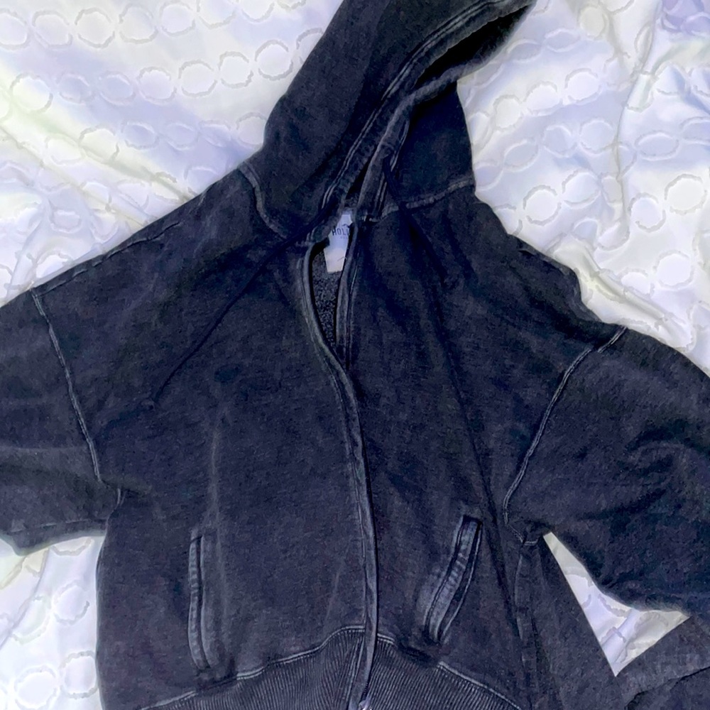 Hollister medium zip up black hoodie